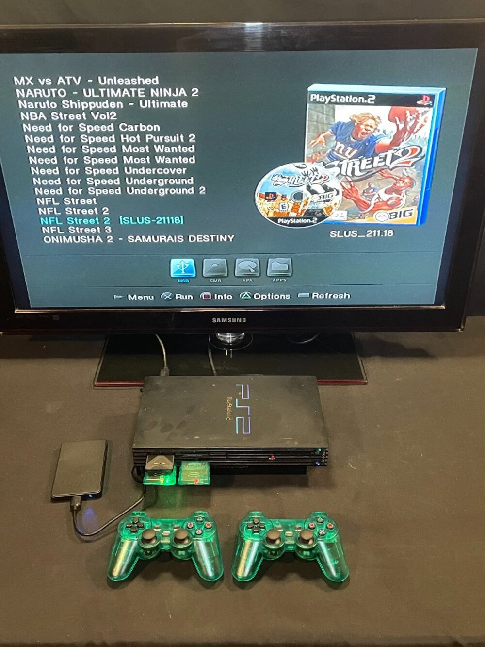 Playstation 2 Ps2 1TB Drive Hdmi 2 Emerald Green Controllers +Accessories